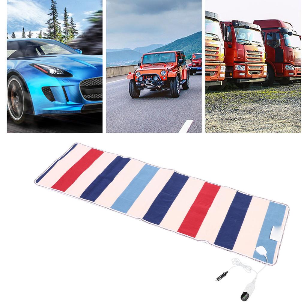 Heated Car Blanket 24V 59.06x19.69in 3 Timers 9 Temperature Settings Soft Flannel Electric Heating Blanket for SUV RV