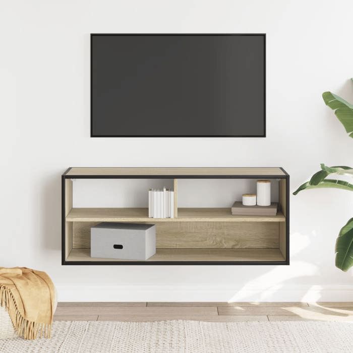 VidaXL TV Cabinet Sonoma Oak 100x31x39.5cm Engineered Wood and Metal, TV Stand, Media Cabinet, TV Console, HiFi Furniture, 848935