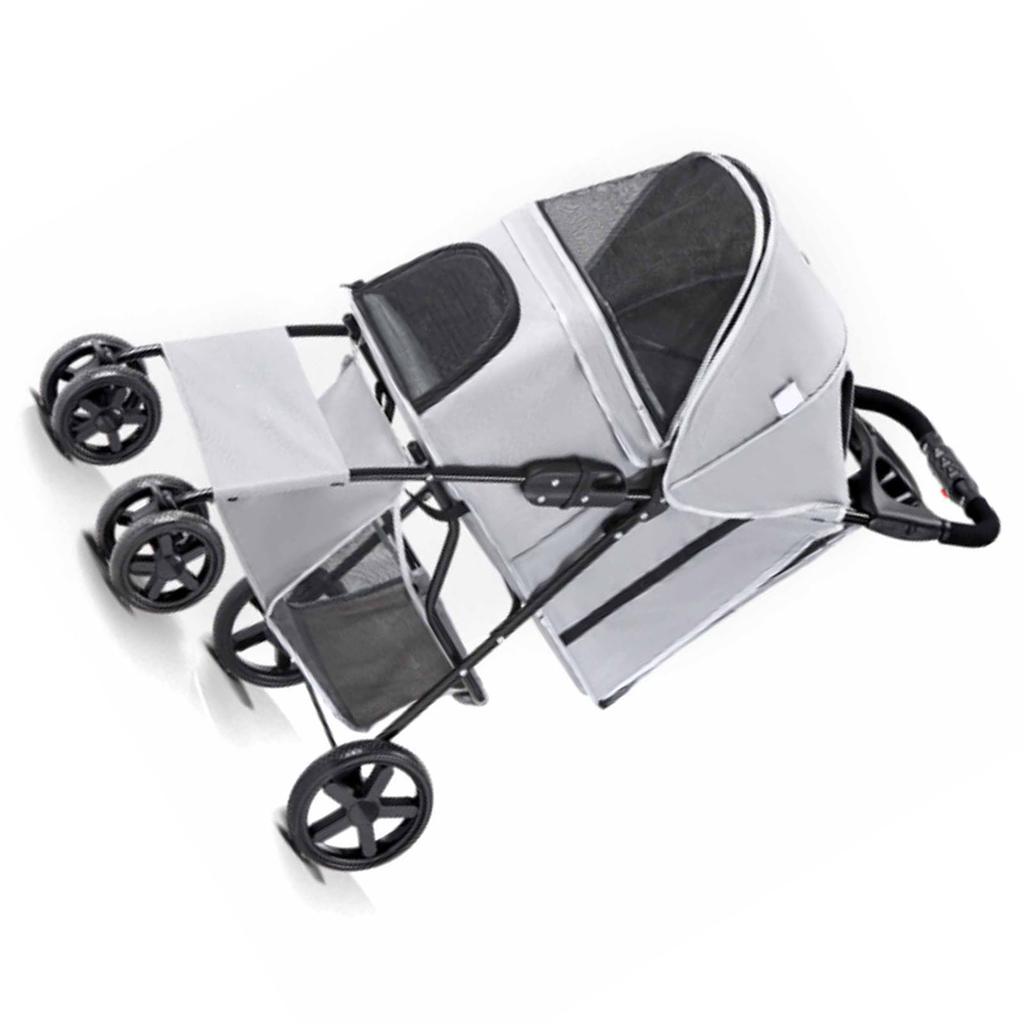 Pet Stroller Lightweight Foldable Ventilate Oxford Portable Small Dog Stroller for Dogs Cats Grey