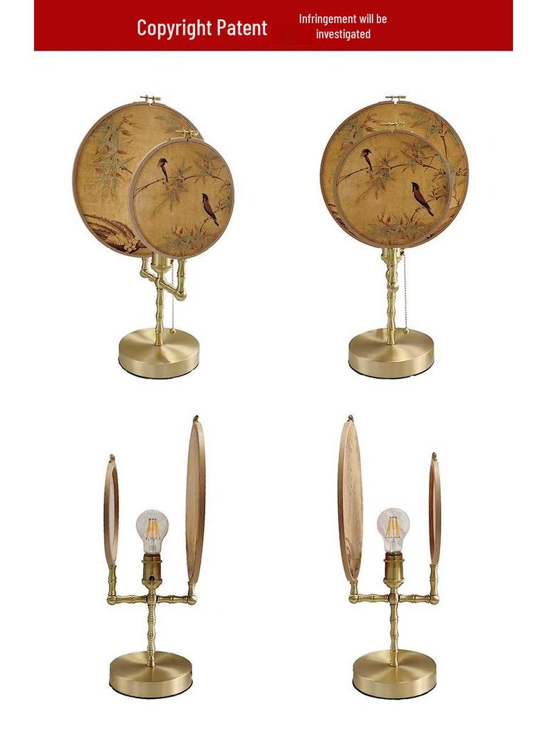 Retro Chinesische Tischlampe für Schlafzimmer und Arbeitszimmer – Dekorative Runde Fächerleuchte mit Kostenlosem Versand