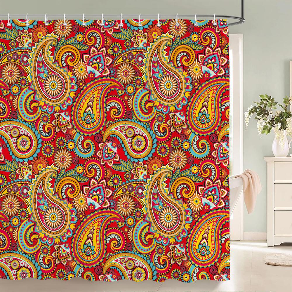 Waterproof Shower Curtain For Bathroom Bohemian Pattern Printing Bathtub Curtains Fabric Polyester Bath Curtain With Hooks