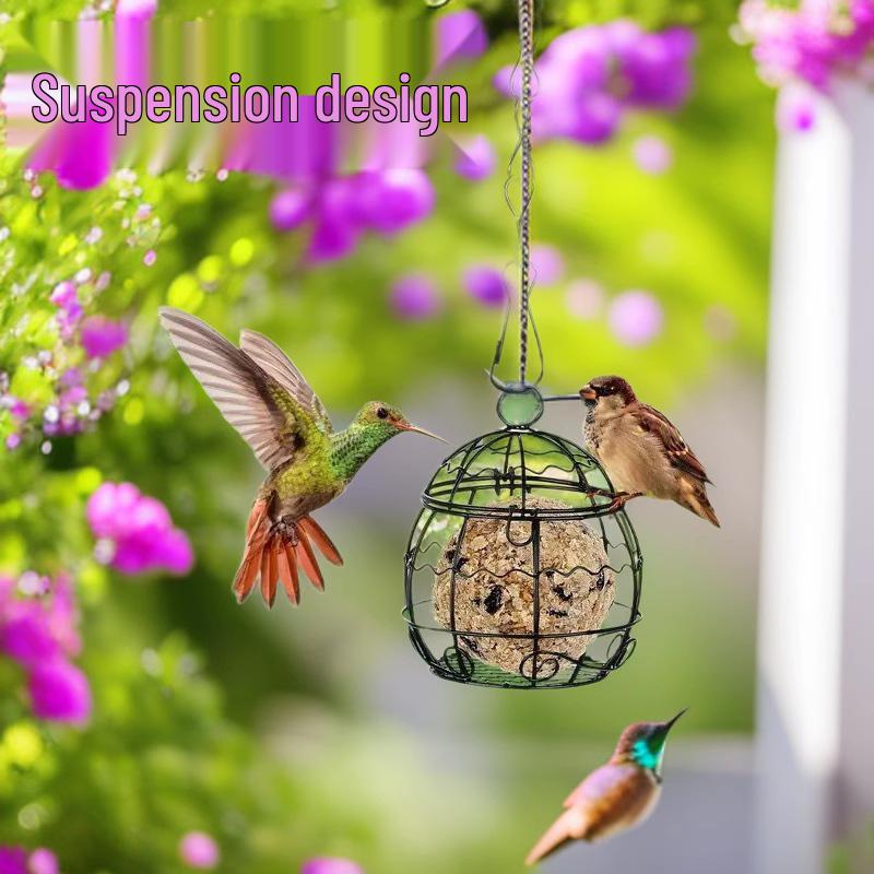 Outdoor Hummingbird Courtyard Garden Hanging Bird Feeder Hanging Small Cage Feeder чёрный