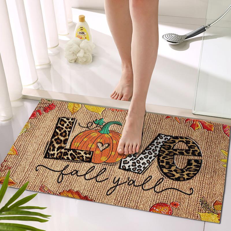 40X60CM Welcome Home Doormat Pumpkin Cartoon Letter Halloween Front Door Mat Carpet Decoration Floor Non-Slip Door Mat