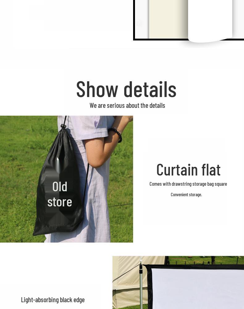 Punch-Free Wall-Mounted Outdoor Camping Projector Screen, High-Definition, 84-120 Inch