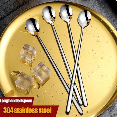 Rostfritt stål Långskaftad sked Lång sked Tesked Kaffeomrörningssked Glass Honung Dessertsked Köksbordsservis