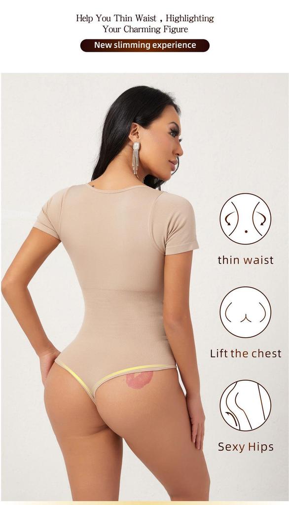 Women's Short Sleeve Tummy Control Shapewear Bodysuit