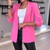 Button Sleeve Blazer Women Suit Coat Autumn Winter Long Sleeved Cardigan Lined Jacket Casual Lapel Solid Color for Business Daily Wear
