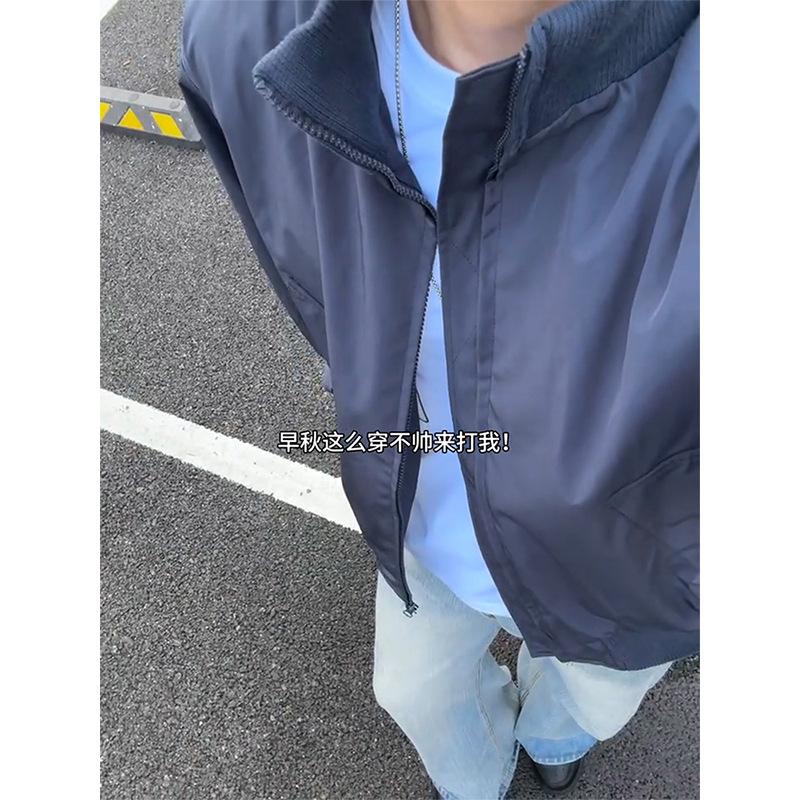 Cleanfit American Flight Jacket Men's Autumn Trendy Brand Wear Short Baseball Jersey Heavy Stiff Tooling Jacket