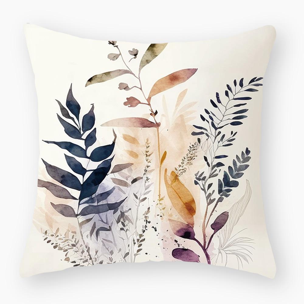 Pillowcase Classic Retro Green Plant Sofa Decoration Pillowcase Nordic Home Waist Cushion Pillowcase