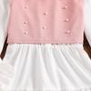 Girls' Outfit Children's Clothing Autumn New Style Turn-Down Collar Solid Color Long Sleeve Dress Beaded Vest
