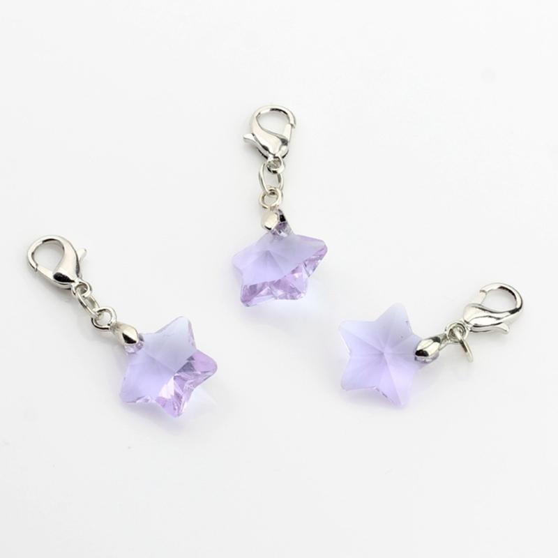 Five-Pointed Star Crystal Beads Tassels Charm Lobster Clasp Pendant for DIY Keychain Necklace Jewelry Making Tool