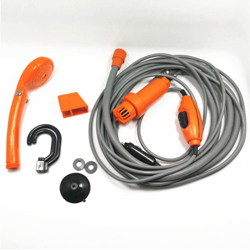 

2M Портативная мойка для автомобиля с прикуривателем DC Инструмент для чистки автомобиля Мойка автомобиля на открытом воздухе Кемпинг Путешествия Душ для автомобиля Чистка автомобиля 12 В оранжевый