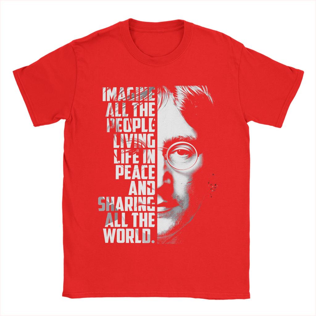 John Lennon Poster Unisexs T Shirts Humorous Tees Short Sleeve Round Neck TShirt Cotton 4XL 5XL 6XL Clothing