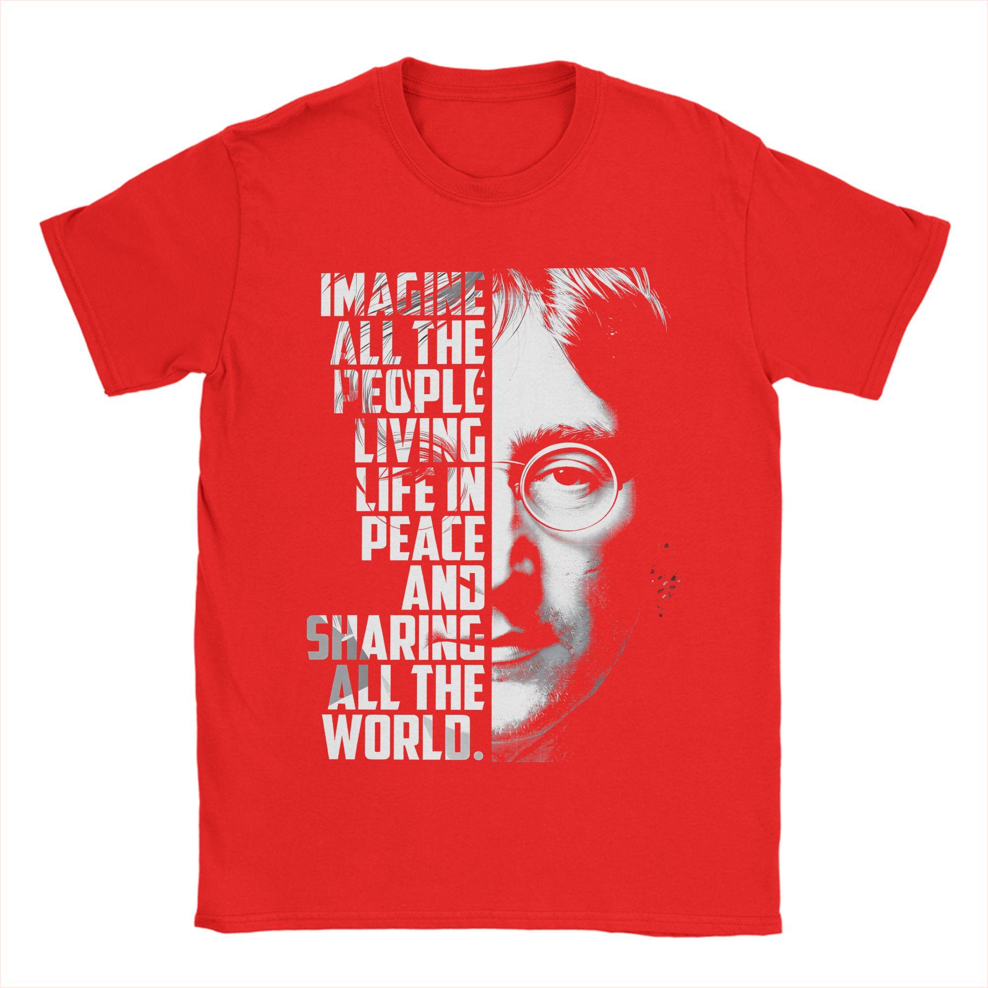 

John Lennon Poster Mens T Shirts Humorous Tees Short Sleeve Round Neck TShirt Cotton 4XL 5XL 6XL Clothing S