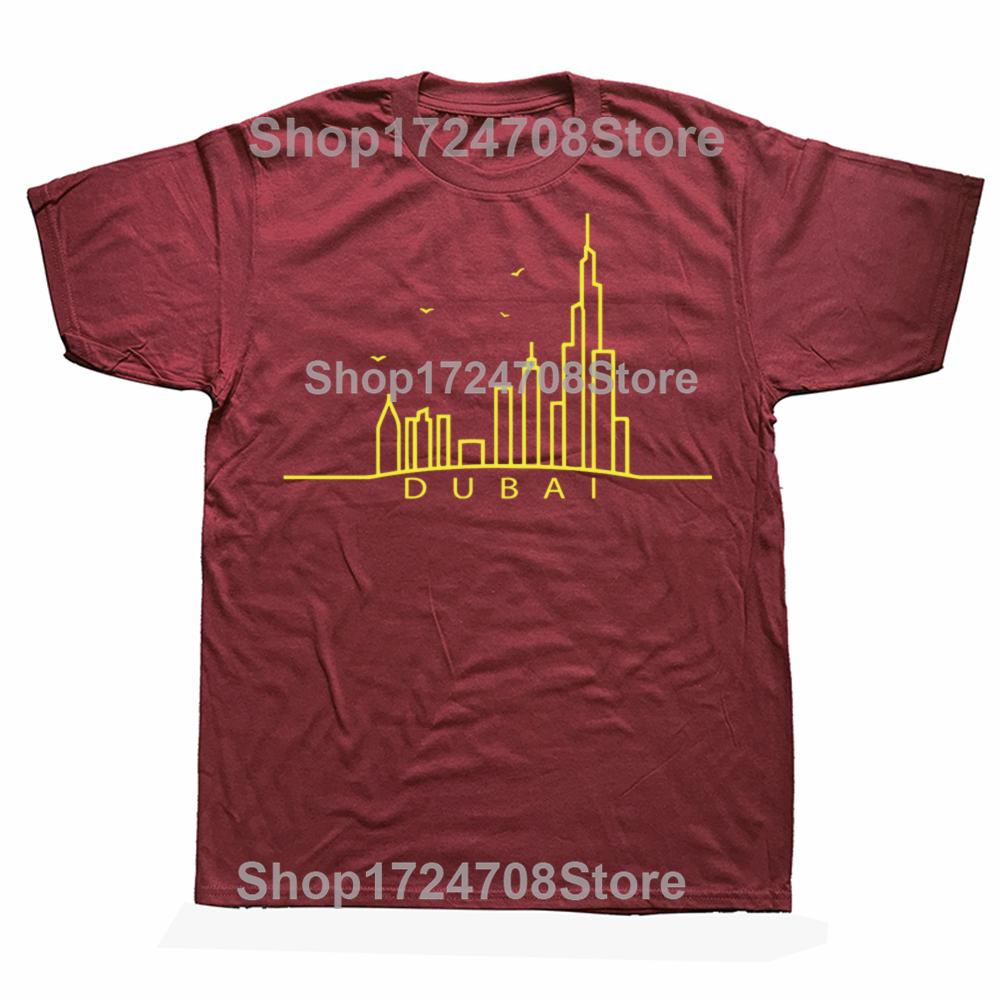 Funny Line Dubai Cityscape Classic Graphic T-shirts Men Women's Fashion Casual Tshirt 100% Cotton Loose Oversized T Shirt