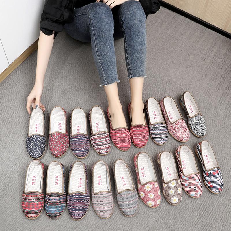 ****** and Summer Cloth Shoes Old ******* Mother Shoes Low Heel Shallow Mouth Ethnic Style S**t Sole Beef Tendon Sole Women's Shoes Breathable
