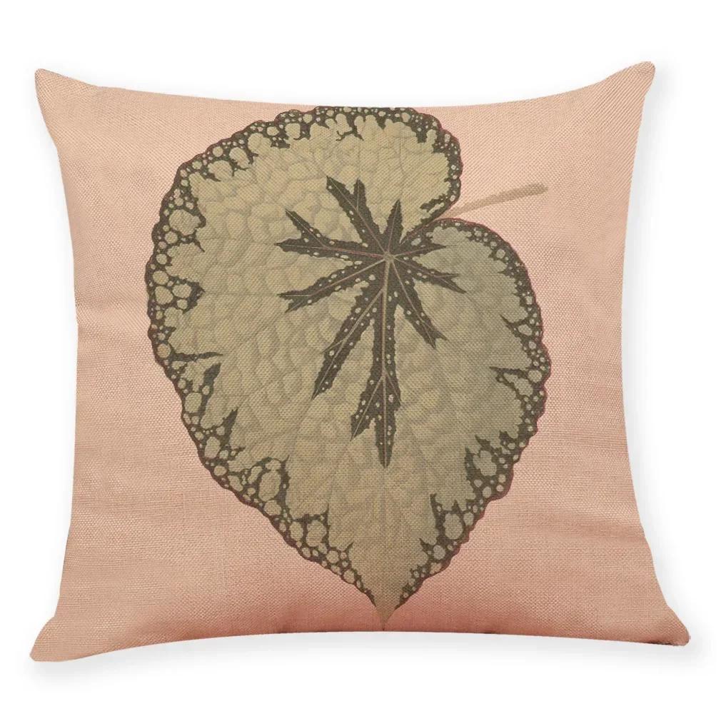 Tropical Plants Pillowcase Big Leaf Pattern Linen Pillowcase Car Living Room Sofa Cushion Cover 45*45Cm
