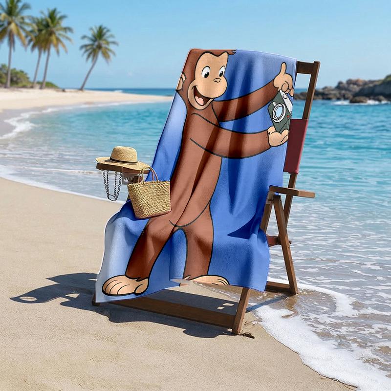 Curious George Fashion Beach Towel: Ideal for Summer Adventures Soft, absorbent and quick drying suitable for swimming and bathing
