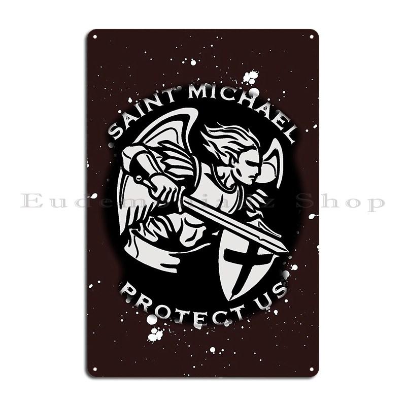St Michael Archangel Saint Michael Archangel Michael Slaying The Serpent Metal Wall Decor Cinema Designer Pub Tin Sign Poster 20x30cm(7.8x11.8inch)