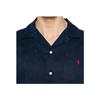 Polo Ralph Lauren Solid Logo Cuban Collar Loose Button Short Sleeve Shirt Men shirts Navy-Blue 710966421-001