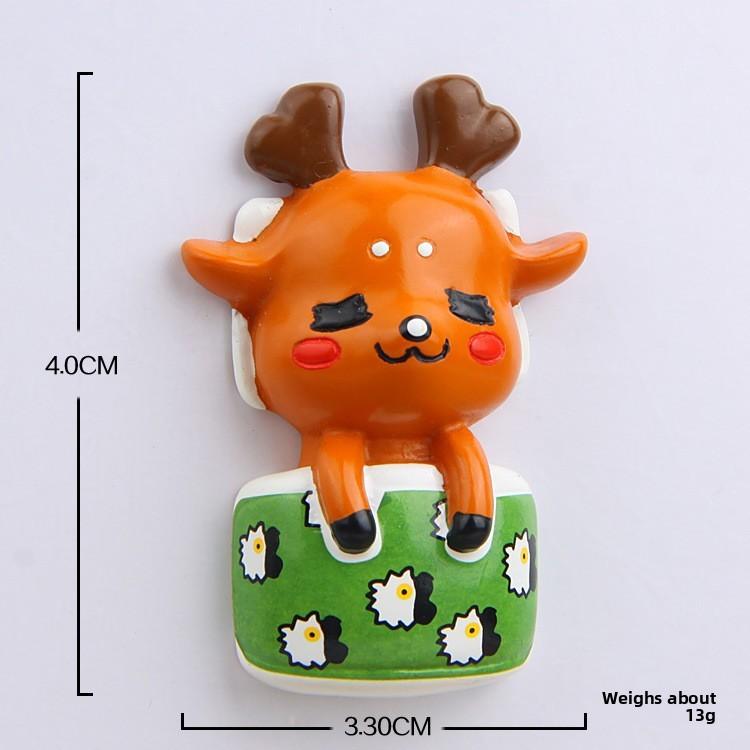 Cute Cartoon Reading Drinking Tea Eating Food Deer Magnetic Decor Refrigerator