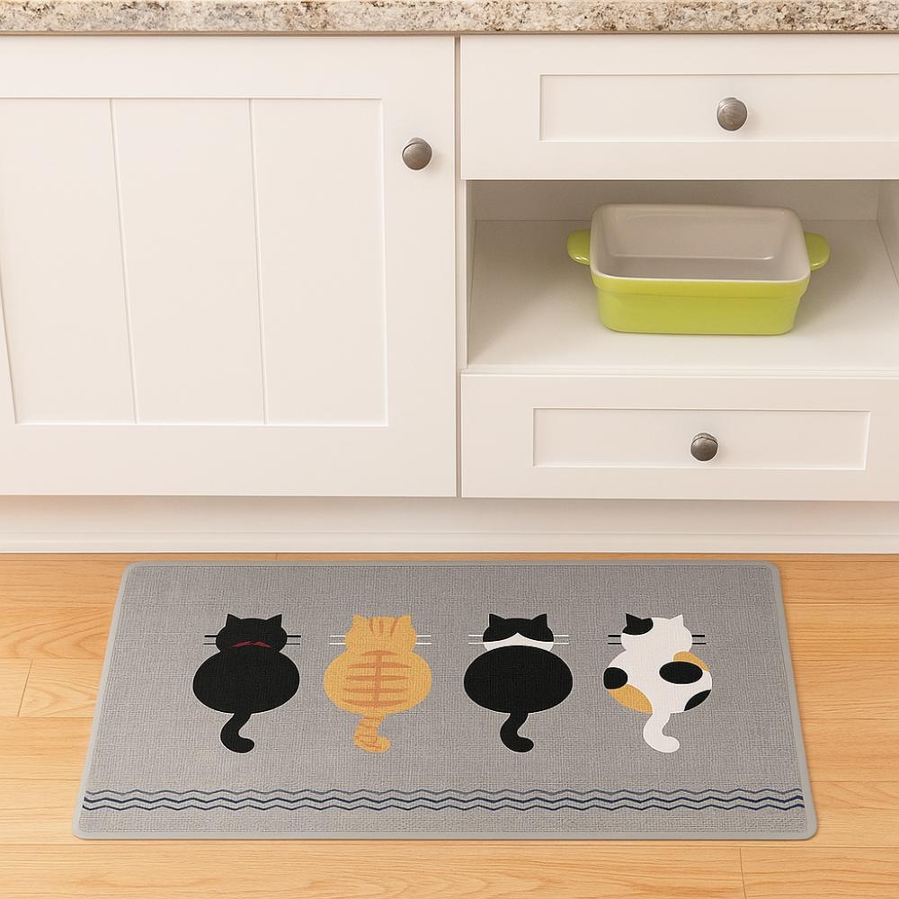 Cartoon Cat Door Mat Anti Slip Kitchen Mat Creative Absorbent Mat  Home Decor
