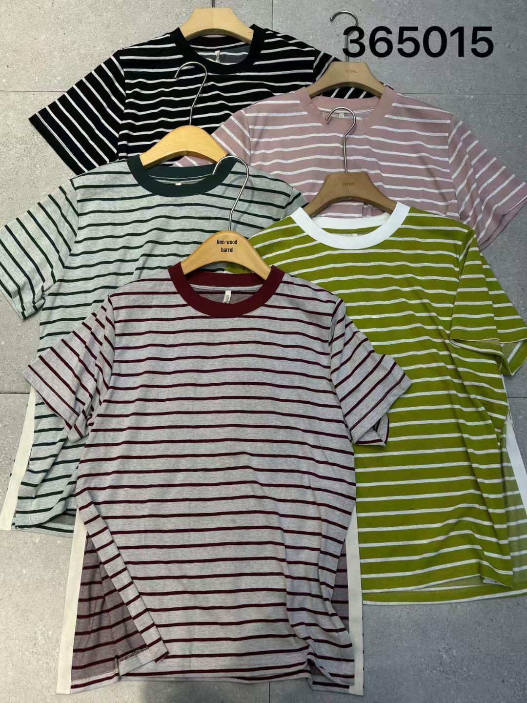 

Summer Korean Plus Size Casual Striped Short Sleeve T-shirt One Size чёрный