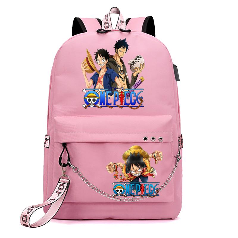 One Piece Print USB School Bag for Primary and Secondary School Students Men and Women Webbing Backpack