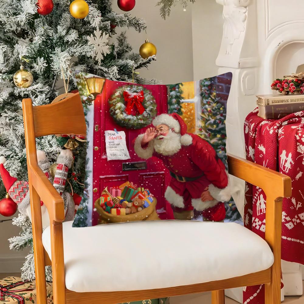 

Милые Рождественские Мультяшные Иллюстрации Третья Наволочка Шелковистый Короткий Плюш С Невидимой Молнией Пыленепроницаемая Наволочка для Подушки Дивана 12x12Inch