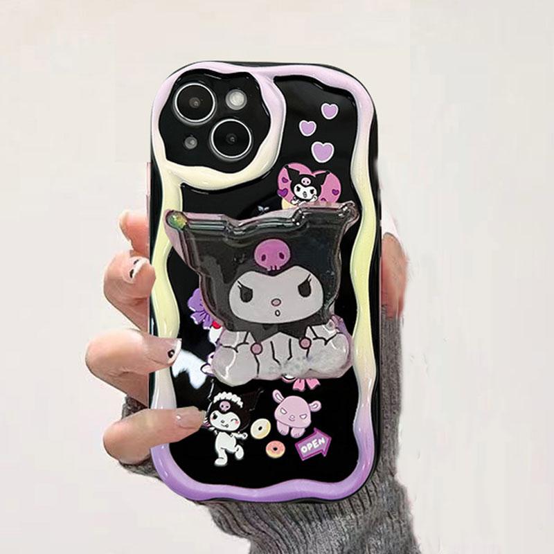 Cartoon Kuromi Cinnamoroll Bracket Case For Xiaomi Redmi Note 15 Pro 5G 15C 15 14C Note 14 13 12 Pro Plus A7 Pro 5G Phone Casing
