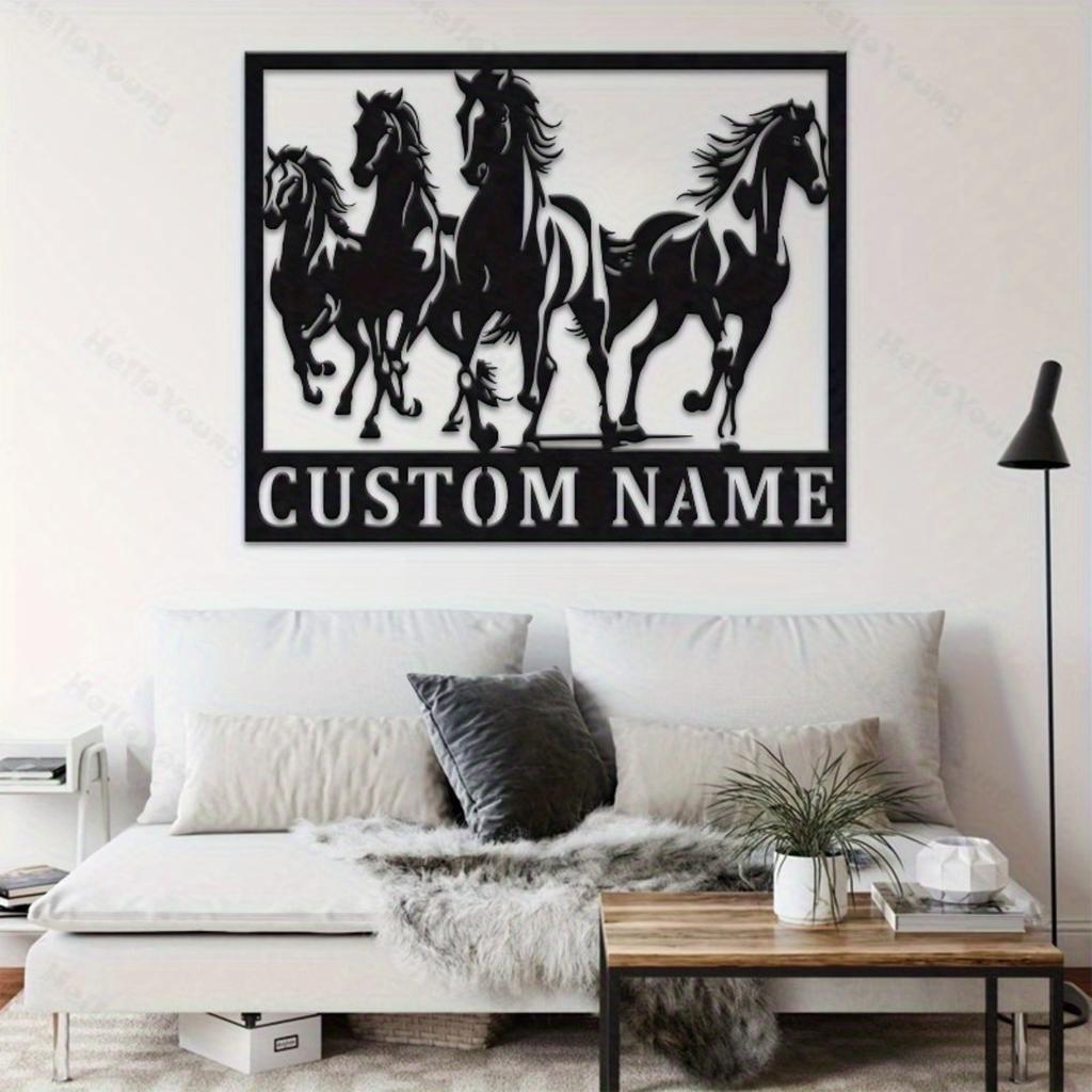 Custom Name Metal Sign Horse Silhouette Rustic Fairy Tale Theme Hot Sale Home Garden Kitchen Dining Decor