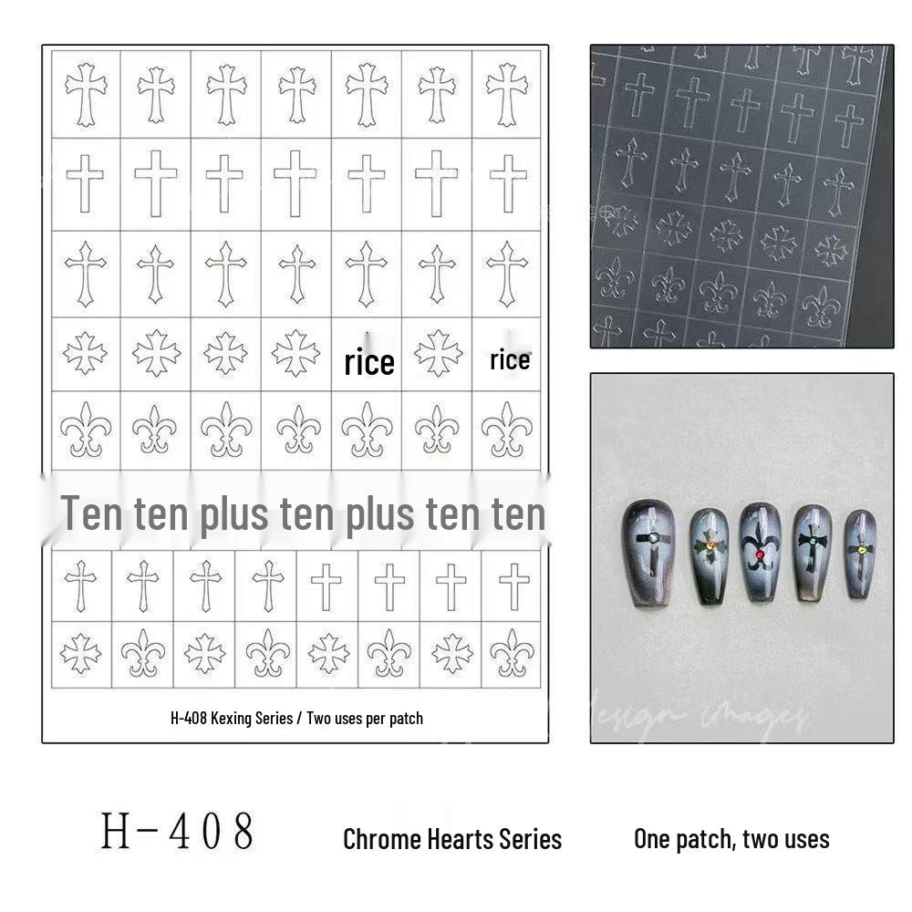 Luminous Gold Butterfly & Star Nail Art Stickers - Chrome Heart Design