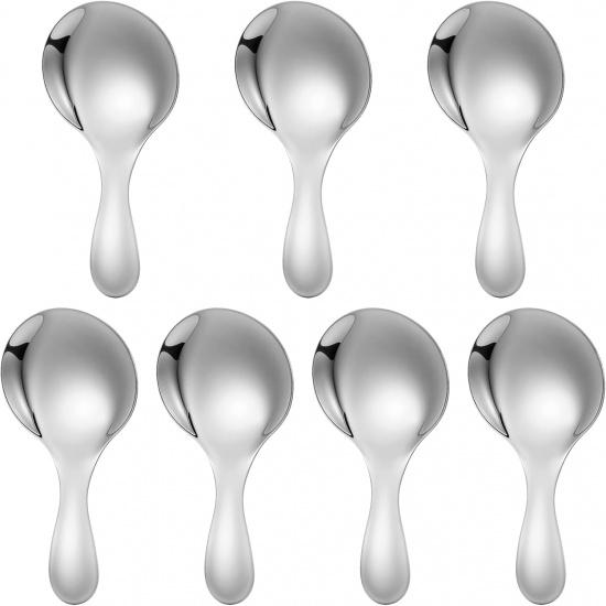 TIESOME 7 PCS Short Handle Spoons, Gold Stainless Steel Mini Scoops Thickened Small Round Spoon Small Coffee Scoops for Canisters Salt Sugar Coffee