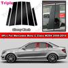 6Pcs Glossy Piano Black PC Material Car Door Window B C Pillar Post Cover Trim Sticker For Mercedes Benz C Class W204 2008-2014