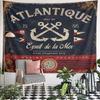Atlantique Marine Anchor Tapestry Wall Hanging French Nautical Badge Art Decor for Bedroom Living Room