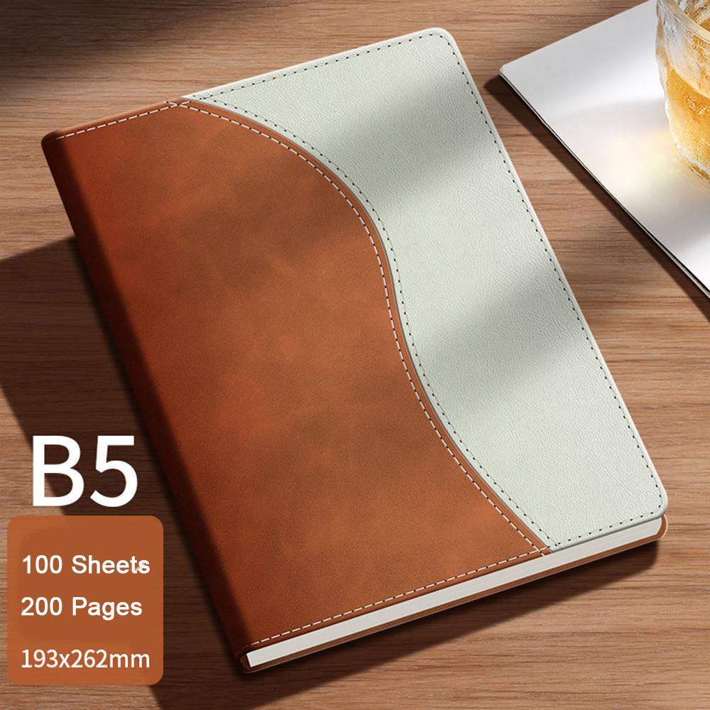 (Logo can be engraved) A5/B5 leather student subject notebook, business meeting record book, notepad, office ledger, diary, lined inner pages