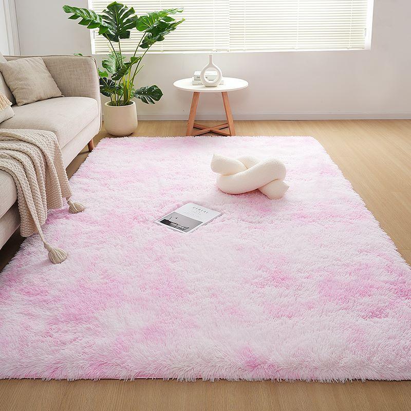 Plush Tie-dye Living Room Full Carpet Floor Mat Thickened Soft Carpet Bedroom Bedside Silk Wool Floor Mat