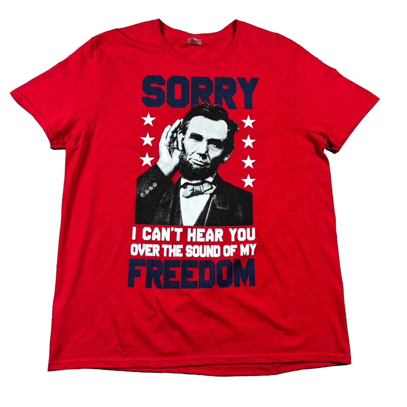 

Abraham Lincoln Freedom Shirt Mens XL Red Founding Fathers Patriot America Tee 3XL