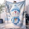 Doraemon in the Sea of Tulip Flowers Print Blanket For Office Travel Comfort Leisure Camp Multifunctional Universal Blanket Gife