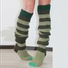 Women Vintage Colorful Striped Knitted Thigh High Tube Stockings Preppy Style Slouchy Over Knee Boot Socks Leg Warmers