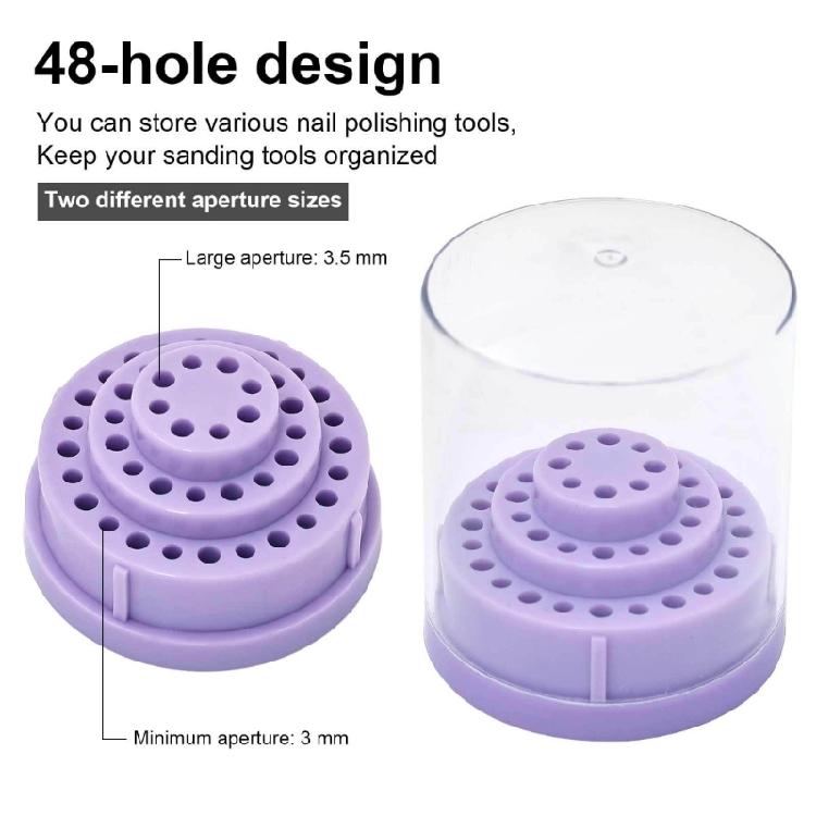 Sturdy ABS Nail Drill Bit Holder 48 Hole Organizer Box For Salon Professionals