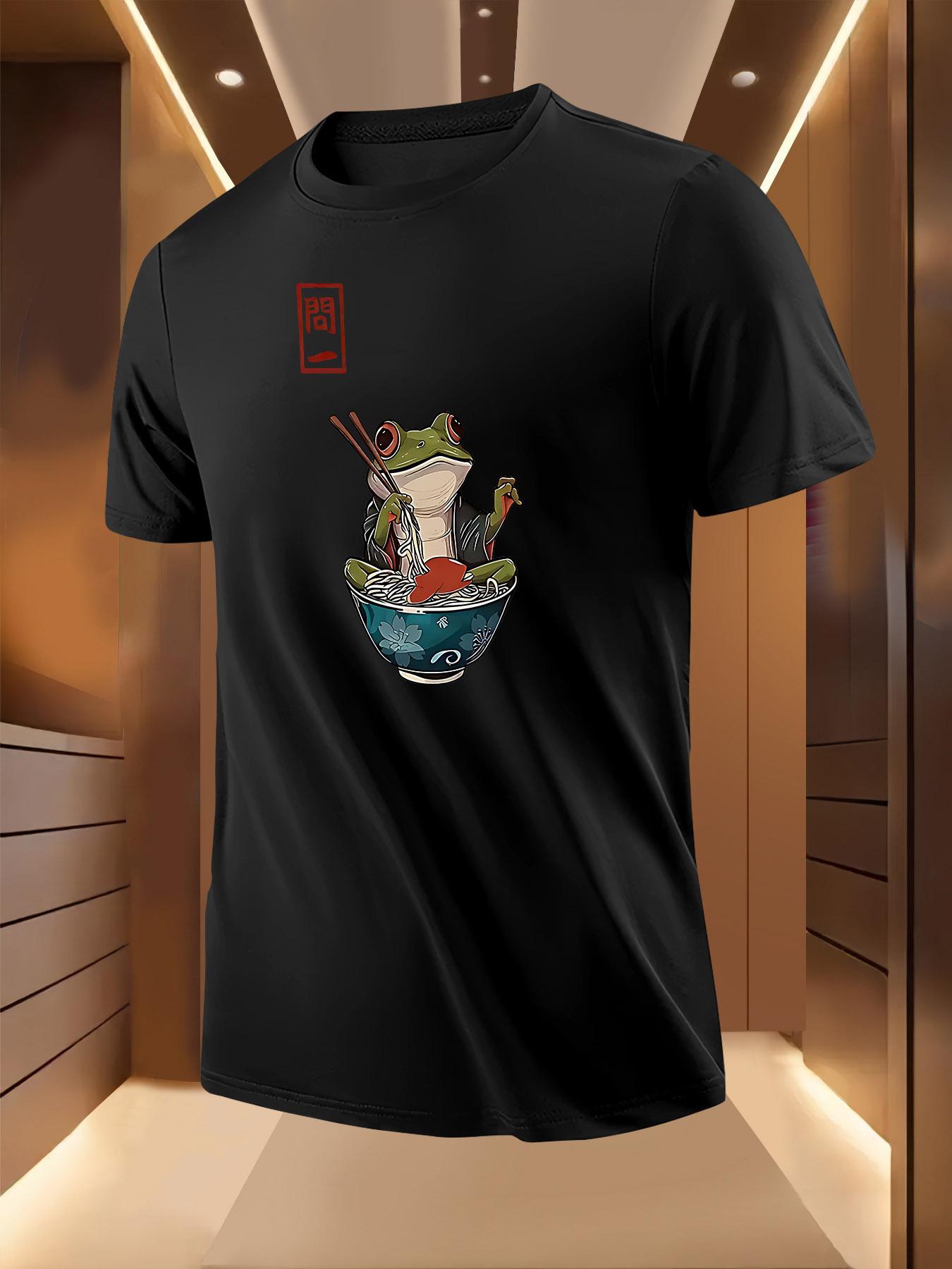 Short Sleeve Tshirt with Whimsical Ramen Frog Print - Bre... XXL