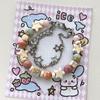 Gentle Universe - Cream-colored Double-layer Star Bracelet with Unique Design for Girls, Featuring Natural Stone Beads.