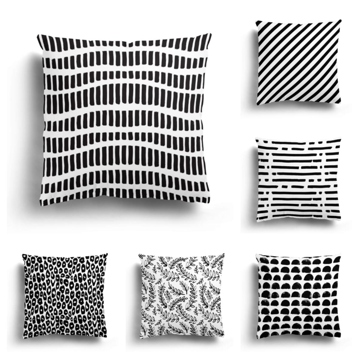 Tonnika Chen Unisex Black/White Modern Home Living Room Decoration Pillowcase Sofa Cover 45*45Cm Cushion Cover 60X60cm Nordic 50X50 Autumn Simple