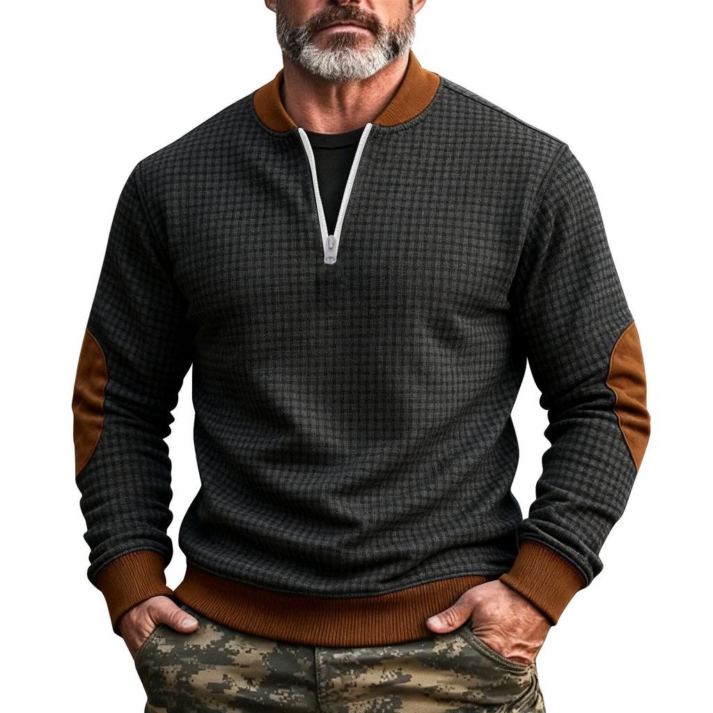 Men's Solid Color Half-Zip Sweatshirt Men's Sports Large Size Casual Sweatshirt