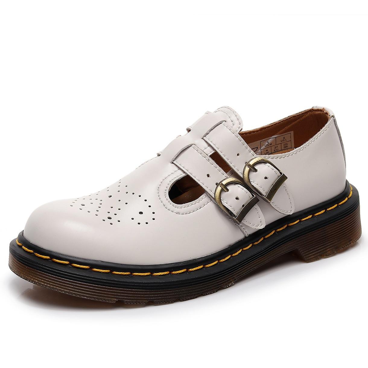 

New Mary Jane shoes leather low-top small leather shoes women s British style fashion student casual shoes white 35