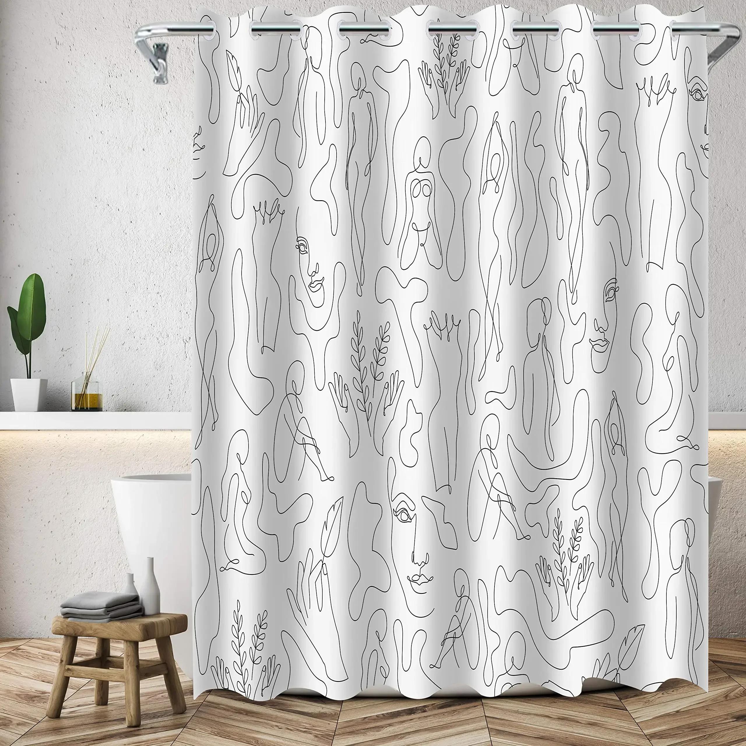 

Fabric Shower Curtain,Art Decor Human Face White Waterproof Long Shower Curtain For Bathtub Bathroom Luxury Spa Decor With Hook W60H190(CM)-1 Pcs