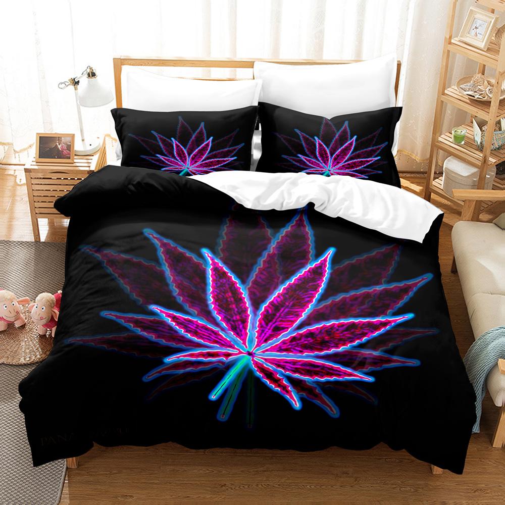 Comforter Colorful Maple Leaves Bedding Set Single Twin Full Queen King Size Cool Bed Set Aldult Kid Bedroom Three-Piece Suits 3
