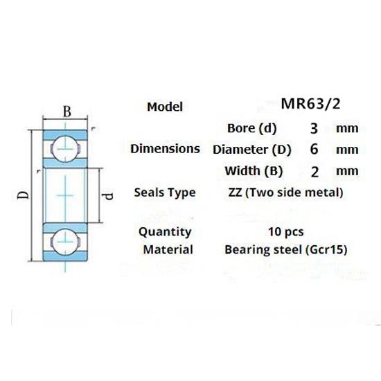 MR63-2 Lager 10 Stück 3*6*2(mm)
