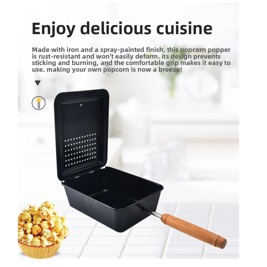 Cast Iron Popcorn Pot Anti-stick Camping Cookware DIY Homemade Popcorn Making Kitchen Tool